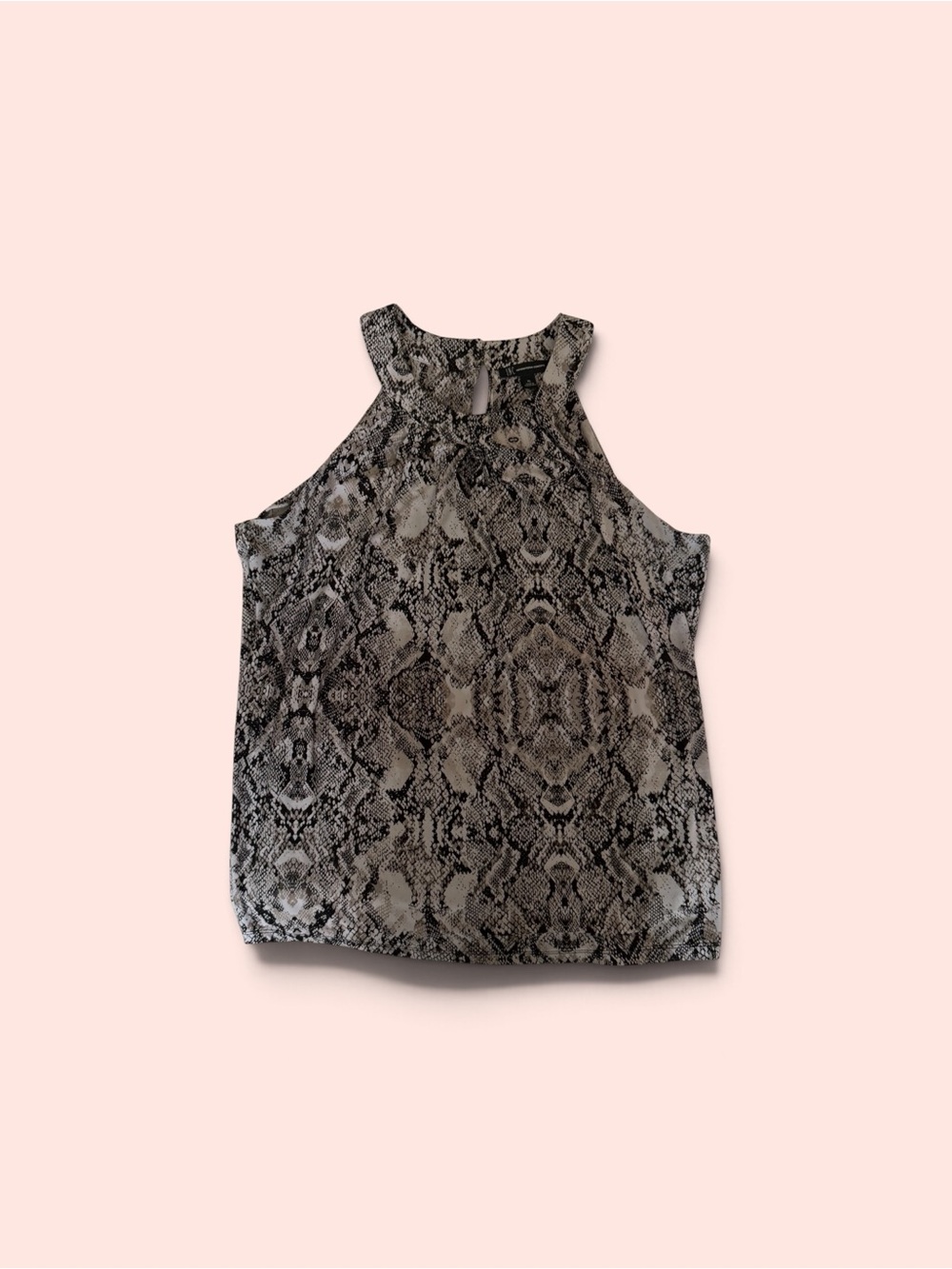 INC International Concepts Snake-Print Sleeveless Halter Top - Black & Gray